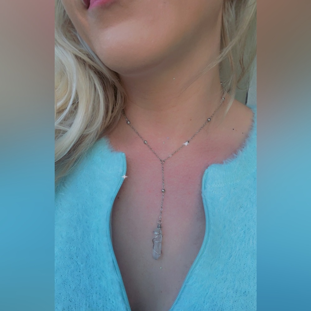 Y quartz sterling silver necklace